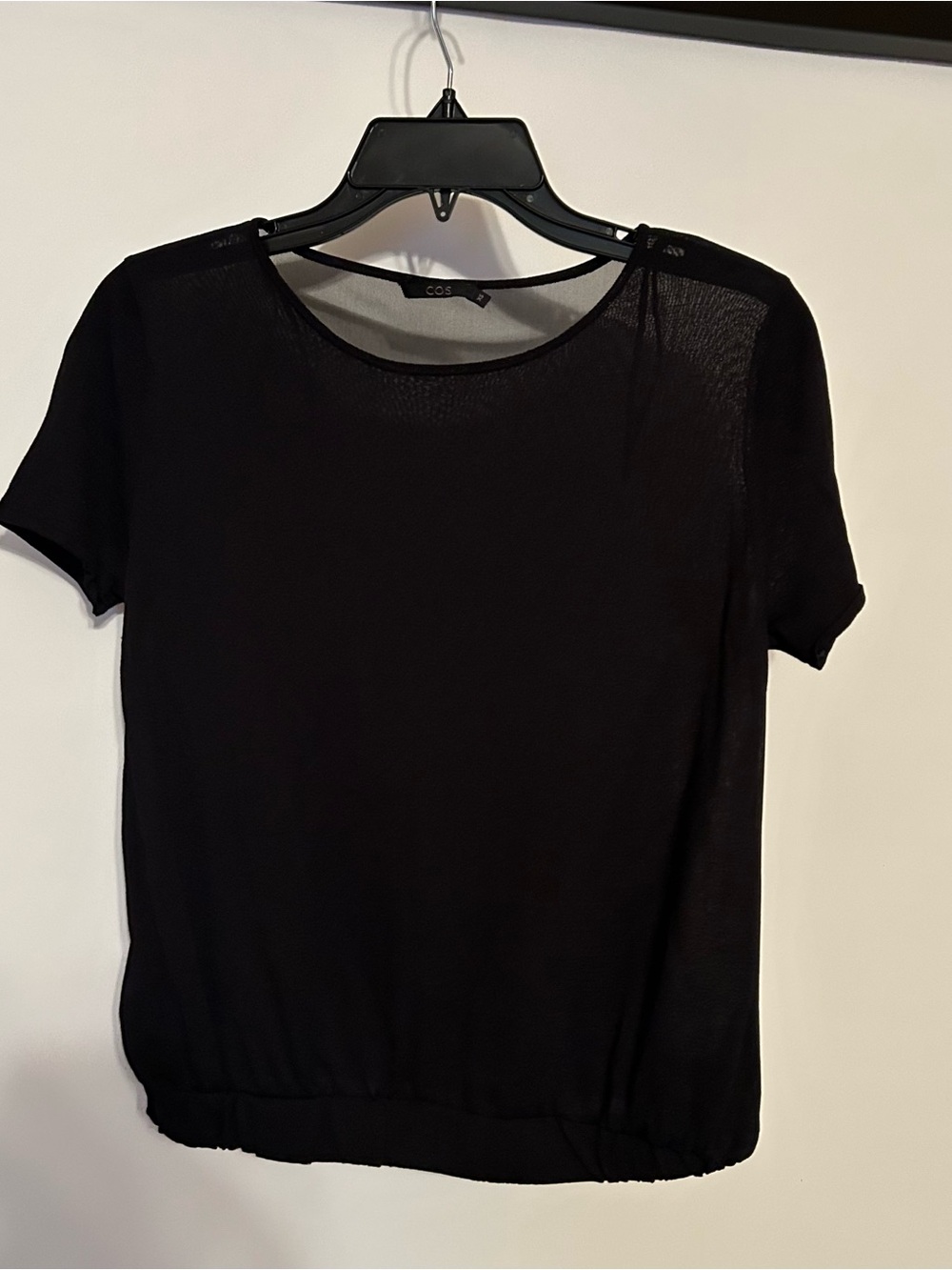 COS Black Short-Sleeve Sheer Knit Tee